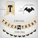 Uniwish Trick or Treat Burlap Banner Halloween Decorations for Mantel Fireplace Glitter Bat Garland Bunting Home Wall Decor Halloween Party Supplies by CozyNest Decor