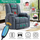 VIVIJASON Power Lift Chair Electric Recliner for Elderly Heated Vibration Massage Soft Fabric Recliner Chair with 2 Remote Controls, USB Ports, Side Pockets & Cup Holders for Living Room (Blue) by CozyNest Decor