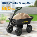 VIVOHOME 4 Cu.Ft 660lbs Wheelbarrow Garden Cart Dump Wagon with 2-in-1 Convertible Handle Attach to ATV or Tractor, 10" All Terrain Wheels, Quick Release System, Heavy Duty Utility Trailer for Yard by GreenHaven Gardens