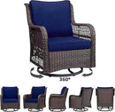 Towallmark Outdoor Swivel Wicker Glider Patio Chairs with Table Set, 3 Pieces Outdoor Bistro Set with 4”Thick Cushions and Coffee Table for Porch, Balcony, Deck (Blue) by GreenHaven Gardens