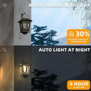 Solar Lanterns Outdoor Waterproof 2 Pack, Glass Auto On/Off LED Hanging Solar Lights, Outdoor Lantern with Wall Mount for Yard Fence Patio - Black by GreenHaven Gardens