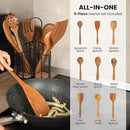 360° Rotating Kitchen Utensil Holder- 3 Compartment Organizer with Cork Bottoms | Includes Premium 9-Piece Acacia Wood Utensil Set | Professional & Home Luxury Design | Metal Utensil Crock (Black) by CozyNest Decor