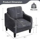 Accent Chair for Living Room, Mid Century Modern Reading Chair for Bedroom, Upholstered Armchair with Side Pockets, Comfy Single Sofa Side Chair for Office, Apartment, Small Room, Dark Grey by CozyNest Decor