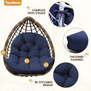 Egg Chair Cushion Replacement, Waterproof Outdoor Hanging Egg Swing Chair Cushions Pads, U-Shaped Thickened Cushions for Hanging Eggs Chair with Ties, 47x33x7 Inches (Blue) by GreenHaven Gardens