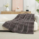 Amélie Home Luxury Striped Faux Fur Throw Blanket for Couch, Embossed Split Fur Cozy Fuzzy Fluffy Luxurious Soft Plush Sofa Chair Bed Gift Blankets for Women Men Wife Friend, 55"x70", Charcoal Gray by CozyNest Decor