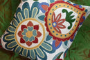 Daisy Floral Pillow Cover Teal Flower Pillowcase Flowery Outdoor Cushion Suzani Accent Pillowsham Flower Floral Chair Cushion Hand Embroidered Cushions Wool Size 18x18 by CozyNest Decor