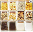 Square Glass Jars with Bamboo Lids 17 FL OZ [Set of 12], Glass Canisters with Airtight Lids, Glass Food Storage Containers for Spice, Sugar, Tea, Candies, Cookies, Best for Kitchen & Pantry by CozyNest Decor