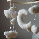 Boucle Cloud Moon Crib Mobile Boho Baby Mobile for Crib Neutral Nursery Mobile for Boys & Girls by CozyNest Decor
