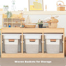 danpinera 11 Inch Storage Baskets, Woven Baskets for Organizing, 3 Pack Storage Cubes for Shelves, Closet, Nursery with Removable Leather Handles, White & Mixed Brown by TinyTreasures Baby Boutique