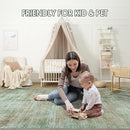 Area Rug 5x7 Living Room Rugs: Abstract Large Washable Rugs with Non-Slip Backing, Thin Carpet for Dining Room Table Bedroom Nursery Indoor Home Office-Green by TinyTreasures Baby Boutique