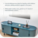 62" Tambour Door TV Stand,Wood Mid Century Modern TV Cabinet for Up to 75“ TV,Curved Edge Long TV Stand with Storage for Bedroom Living Room(62.2inch,Blue) by CozyNest Decor