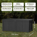 120 Gallon Patio Storage Box, Large Outside Storage Bin for Patio Furniture Covers, Cushion Pillows, Waterproof Outdoor Storage Bench for Towels, Garden Tools and Pool Accessories, Black by CozyNest Decor