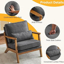 Karl home Accent Chair Wide Armrest Mid-Century Lounge Chair Linen Fabric Armchair with Lumbar Pillow & Solid Wood Frame for Living Room, Bedroom, Balcony, Gray by CozyNest Decor