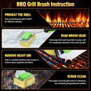 Grill Brush Bristle Free for Outdoor Grill, Steam Grill Cleaning Brush Replaceable BBQ Cleaner Brush Head,Extended Handle, Safe Grill Brush with Scraper for Cast Iron Stainless-Steel Grates, Green by GreenHaven Gardens