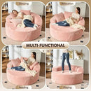 ovios 58" Oversized Round Chair Lounge Chaise Indoor, No Assembly Required, Cloud Large Circle Chair with Plush Fuax Fur, Fluffy Modern Sleeper Sofa Bed for Reading Yoga, Pink (Plush Corduroy Fabric) by CozyNest Decor