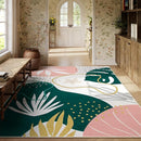 Lahome Washable 8x10 Rug - Non-Slip Living Room Rugs 8x10 Ultra-Thin Large Soft Bedroom Rugs, Boho Botanical Print Indoor Stain Resistant Floor Rug for Dining Room Table Office (8'x10',Green/Pink) by TinyTreasures Baby Boutique