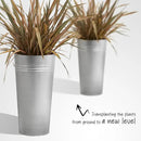 KOL 28'' Tall Galvanized Steel Planter Pot - Flower Pot with Water Level Indicator for Plants - 2-Pack Self Watering Planters - Round Silver Powder Metal Planter Box - Indoor Outdoor Grande Plant by CozyNest Decor