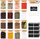 Glass Food Storage Jars Square 6oz, 16 Pack Glass Jars With Bamboo Lids, Kitchen Storage Containers For Spice, Candy, Cookie, Storage For Pantry Organizers by CozyNest Decor
