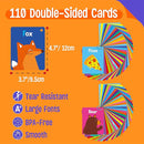 110 PCS Early Learning Flashcards, Double Sided Cards- Alphabet, Numbers, Foods, Animals, Shapes, Colors, Home Object with 4 Reclosable Rings, Learning Tool for Pre-K Kindergarten Toddlers by TinyTreasures Baby Boutique