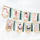 pinkblume 1st Birthday Burlap Photo Banner Garland Handmade Felt from Newborn to 12 Months with Gradient Sage Green Ribbon for Baby Boy Girl Monthly Milestones First Birthday Party Decoration Supplies by TinyTreasures Baby Boutique