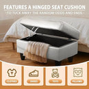 Ottoman Rectangular Storage Ottoman Bench, Faux Leather Footrest, Coffee Table, Stool Footstool with Hinged Lid for Living Room, Bedroom, Entryway, Silver, 35"x23.5"x17.5" by CozyNest Decor
