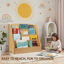 TOETOL 4-Tier Kids Bookshelf - Toddler Book Display Shelves for Classrooms, Playrooms, and Nursery - Wooden Children Book Rack (Natural) by TinyTreasures Baby Boutique