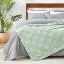 Cozy Bliss Checkered White Faux Rabbit Fur Throw Blanket, Soft Fuzzy Fluffy Minky Cream Furry Blankets for Couch, Bed (Sage Green, King(108" x 90") by CozyNest Decor