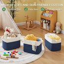 OIAHOMY Storage Basket, Woven Baskets for Storage, Cotton Rope Basket for toys,Towel Baskets for Bathroom - Pack of 3,White Blue by CozyNest Decor