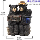 Alpine Corporation 15" Tall Outdoor Bear Couple with Lantern and Welcome Sign Statue with Solar LED Light Yard Art Decoration by GreenHaven Gardens