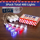 3 Pack 4th of July Lights Decorations 480 LED Remote&Time 8 Light Mode Red White and Blue Firework Lights Battery Operated, American Flag Patriotic Memorial Day Independence Day Outdoor Decor by GreenHaven Gardens
