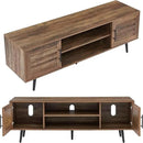 Mid Century Wooden TV Stand Entertainment Console with Open Shelving and 2 Cabinets for Televisions up to 65 Inches(Rustic Oak) by CozyNest Decor