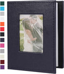 RECUTMS Small Photo Album 4x6 52 Photos, Leather Cover Mini Photo Book with Front Window Holds 52 Vertical Photos, for Artwork or Postcards Storage Wedding Family Baby Vacation(Dark Blue) by TinyTreasures Baby Boutique