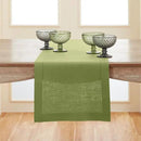 Solino Home Linen Moss Green Table Runner 132 Inches Long - 100% Pure Linen Extra Long Table Runner 14 x 132 Inch for Fall, Autumn, Thanksgiving - Classic Hemstitch by CozyNest Decor