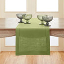 Solino Home Linen Table Runner 108 Inches Long - 100% Pure Linen Moss Green Table Runner 14 x 108 Inch for Fall, Autumn, Thanksgiving - Classic Hemstitch by CozyNest Decor