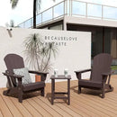 WO Home Furniture Adirondack Chair Table Set of 2 PCS Outdoor Folding Chair w Side Table Weather/UV Resistant for Lawn, Garden, Bon Fire, Balcony (Dark Brown) by GreenHaven Gardens