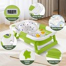 Collapsible Baby Bathtub,Baby Bath Tub with Thermometer & Soft Cushion,Baby Bathtub for Newborn to Toddler 0-36 Months,Portable Travel Baby Tub with No-Slip Feet,Baby Shower Gifts,Green by TinyTreasures Baby Boutique