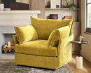 Oversized Accent Chair, 24.5" Deep Seat Large Reading Armchair with Removable Backrest & Detachable Cover,Chenille Yellow for Living Room/Bedroom/Office by CozyNest Decor