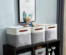 DECOMOMO Storage Cubes, 12x12 Storage Bins, Baskets for Shelves (Grey & White, Cube 12" - 4 Pack) by CozyNest Decor