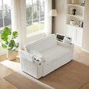 57-Inch Velvet Full Size Sleeper Sofa Couch with Pullout Bed,Convertible Pull Out with Golden Decorative Strip and Adjustable Backrest for Small Spaces,Apartment, Guest Room, RV (1109White) by CozyNest Decor
