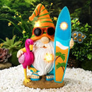 Funny Solar Gnomes Garden Decor Surfer Gnome Figurine with Flamingo Summer Beach Gnomes Solar Light Outdoor Funny Lawn Statue for Patio, Lawn, Yard, Porch,holiday Women Gift,9.1 Inch Tall by GreenHaven Gardens