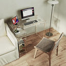 Eglaf Acrylic L-Shaped Desk - Clear Desk with Reversible Storage Shelves - Modern Home Office Desk Corner Desk for Study, Writing, Rectangular Legs, Easy Assembly, 39.4" L x 27''W x 29.5" H by CozyNest Decor