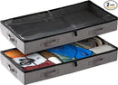 storageLAB Under Bed Storage Containers, Low Profile Underbed Organizers with Sturdy Handles, Dual Zippers, and Clear Windows, Ideal for Clothes, Pillows, and Blankets - 2 Pack, Low Profile, Gray by CozyNest Decor