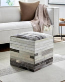Mark&Day Pouf Ottoman, Grobrubbach Hide Leather and Fur Cream Cube Pouf Foot Rest for Living Room, Bedroom and Boho Home Decor (18"x18"x18") by CozyNest Decor