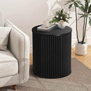 AVZEAR Fluted Round Side Table with Storage, Small Mid Century End Table Fluted Nightstands, Modern Circle Bedside Tables Wood Night Stand for Small Spaces, Living Room, Bedroom (Black) by CozyNest Decor