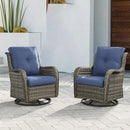 Outdoor Patio Swivel Rocker Chairs - Single Wicker Rattan Patio Swivel Rocking Chair with High Back,Deep Seating and Comfort Cushions for Deck Porch Garden,Mixed Grey/Blue by GreenHaven Gardens
