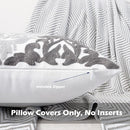 HWY 50 Grey Gray Decorative Throw Pillow Covers 18x18 Inch (1 Piece), Embroidered Cotton Farmhouse Cushion Cover Pillow Case for Sofa Couch Living Room Bed Bedroon, Floral Geometric by CozyNest Decor