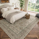 Washable 8x10 Area Rugs for Living Room, Boho Non-Slip Silicone Backing Rugs for Bedroom Dining Room Nursery Office, 0.3" Neutral Oriental Throw Carpet with 0.16" Cushioning Pad, Light Brown/Multi by TinyTreasures Baby Boutique