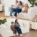Folding Bean Bag Chair for Adults,3-in-1 Bean Bag Couch Faux Fur Floor Sofa Large Beanbag Convertible Bean Bag Sofa Bed with Pillow in Bedroom,Living Room,Apartment(Queen,Milky White) by CozyNest Decor