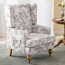 Mid-Century Accent Chair, Upholstered Arm Chair Linen Fabric Side Chair with High Back Solid Wooden Legs, Comfy Reading Chair for Living Room Bedroom, Floral Pattern by CozyNest Decor