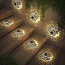 4 Pack Solar Fence Lights Metal Solar Powered Outdoor Wall Deck Step Lights Sun Moon Theme Waterproof Fence Light for Garden Post Patio Backyard Yard Decor, Gardening Gifts for Women Mom Grandma by CozyNest Decor